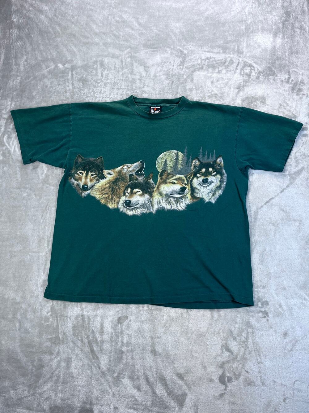 Vintage 93 Signal Sports Wolf Pack Graphic Tee Green XL